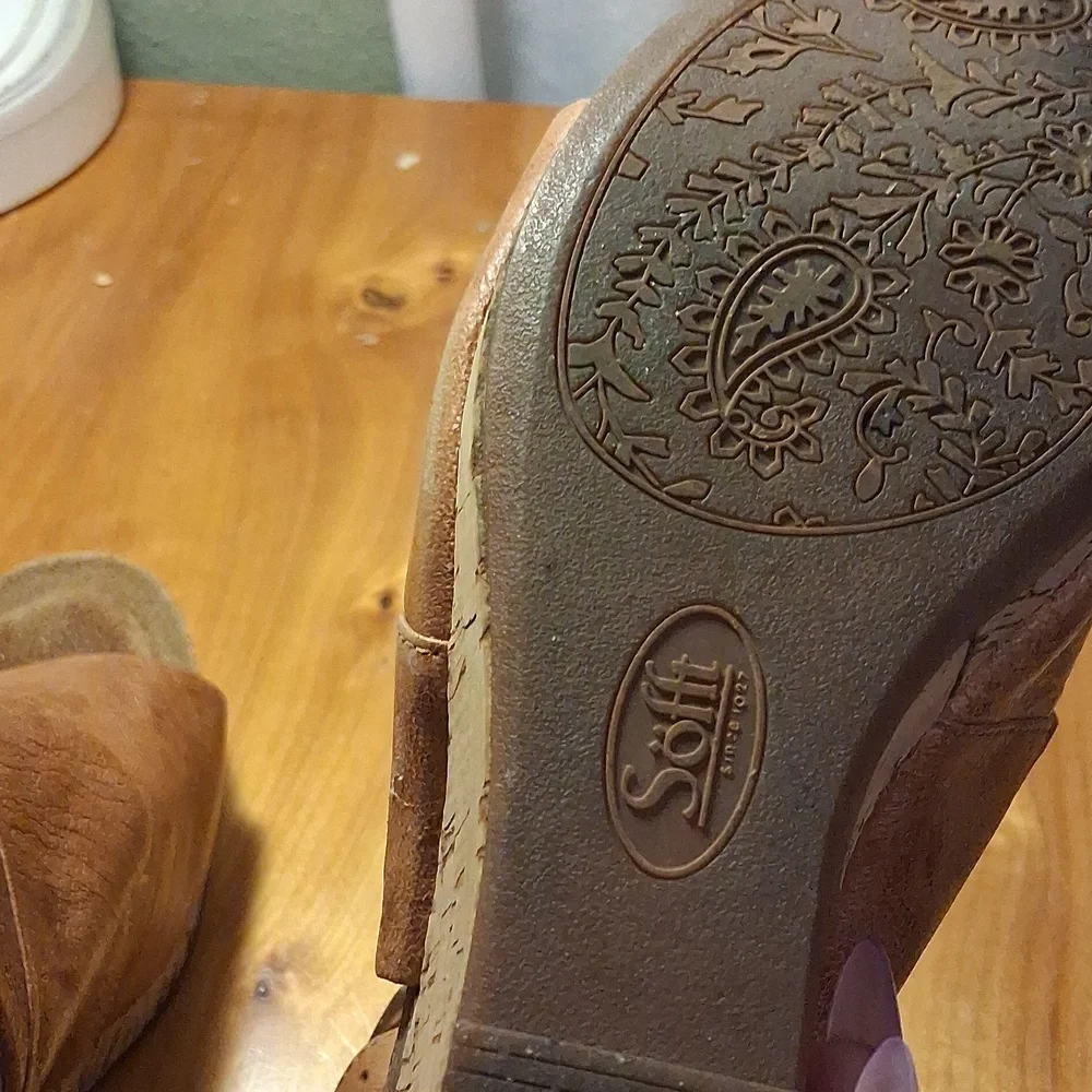 Sofft Women’s Brown Leather-Look Strappy Wedge Sandals 7.5 - Picture 16 of 17